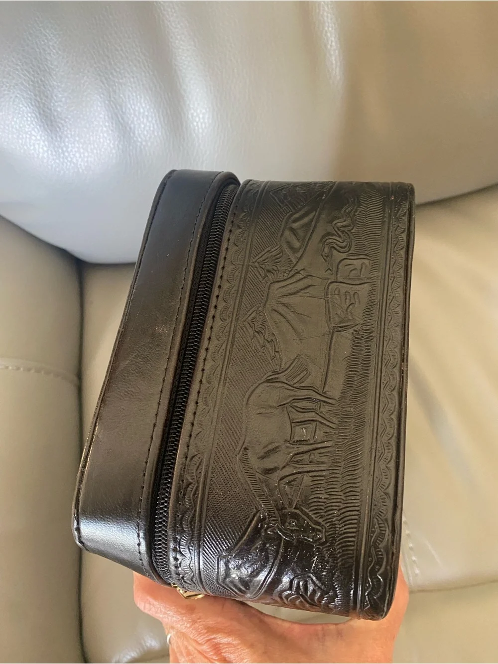 Vintage Gaitan Mexico Hand Tooled Stagecoach Vanity Case